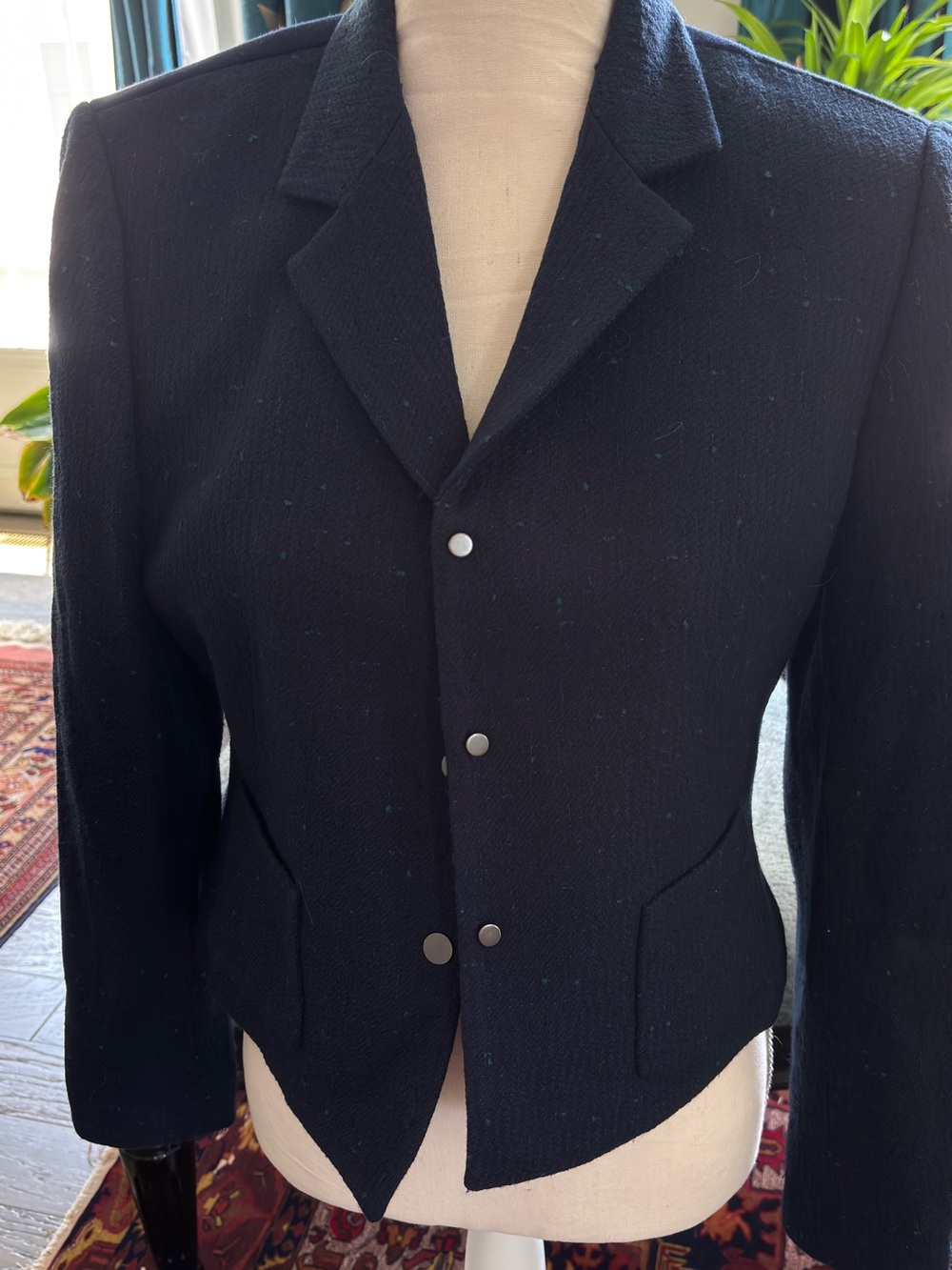 T Tahari Black Blazer with Subtle Blue Flecks